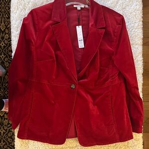 Chicos Women's Rich Red Allure Velvet Blazer - NWT